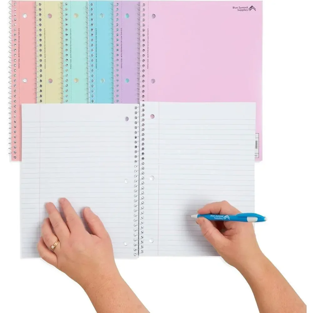 Blue Summit Pastel Spiral Notebooks, 1 Subject Pastel Notebooks Wide Ruled, P...